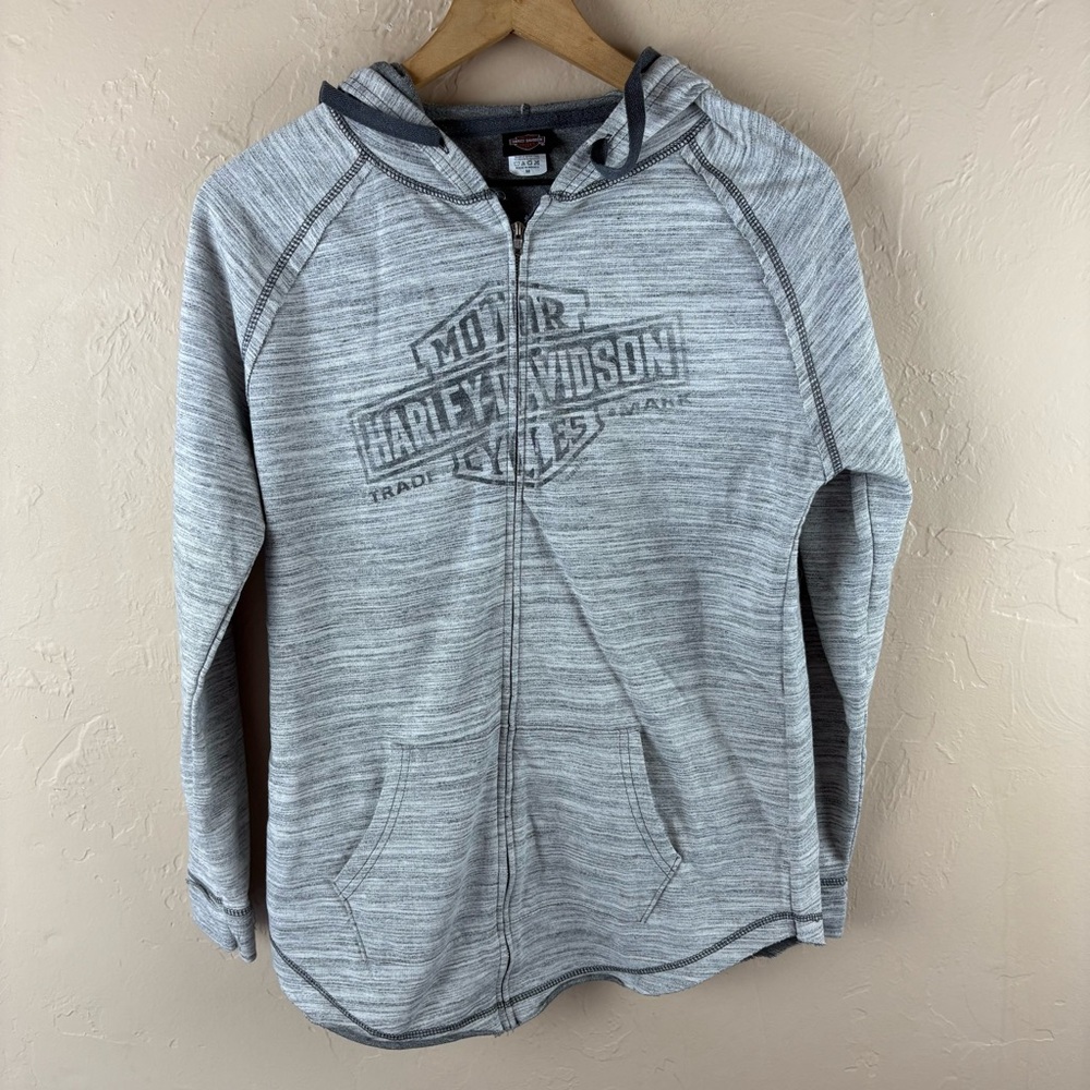 Harley-Davidson Gray Hoodie Sweatshirt Zip-up Buffalo Bill Yellowstone Medium